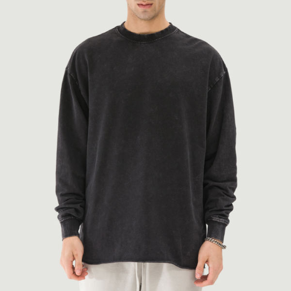 PODpartner Raw Hem Faded Long Sleeve Tee, 260 GSM
