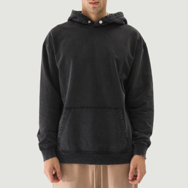 PODpartner Snow Wash Snap Collar Hoodie, 380 GSM