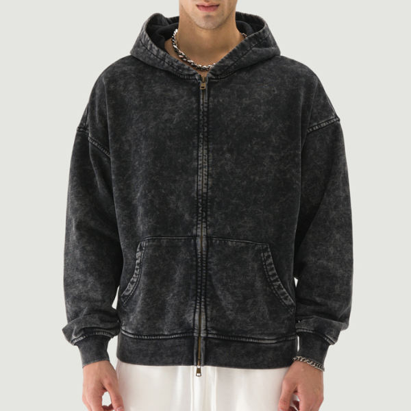PODpartner Vintage Snow Wash Full-zip Hoodie, 440 GSM