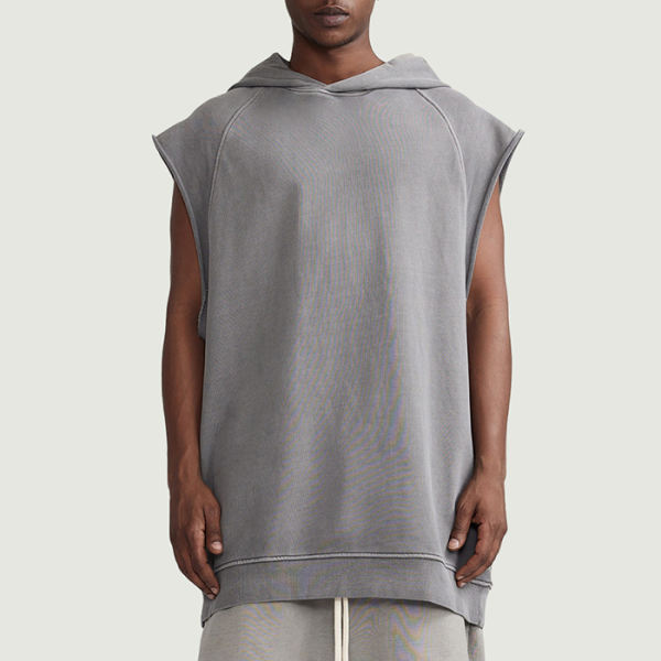 PODpartner Oversized Washed Sleeveless Hoodie, 380 GSM