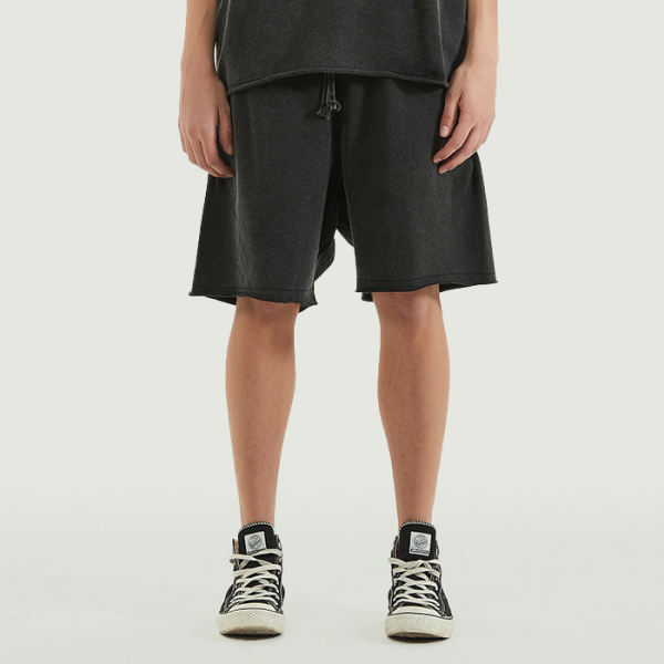 PODpartner Raw Hem Washed Sweat Shorts, 350 GSM